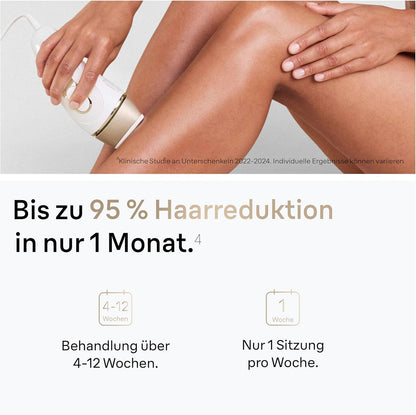 Braun IPL Silk Expert Pro 5 PL5358 – Épilateur à lumière pulsée, épilation définitive et indolore à domicile – Étui inclus, rasoir Venus, 4 accessoires, conçu en Allemagne – Blanc/Or