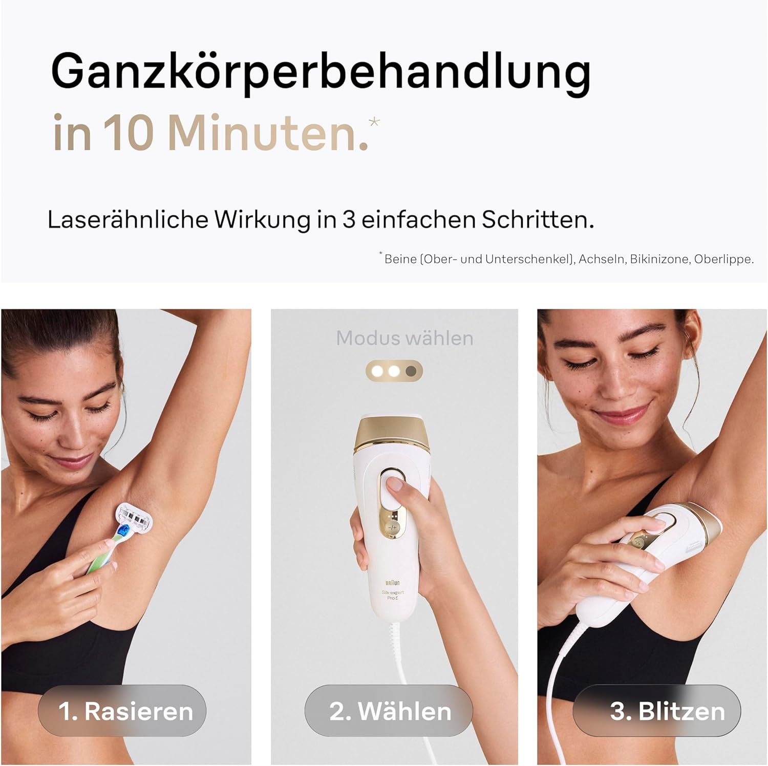 Braun IPL Silk Expert Pro 5 PL5358 – Épilateur à lumière pulsée, épilation définitive et indolore à domicile – Étui inclus, rasoir Venus, 4 accessoires, conçu en Allemagne – Blanc/Or